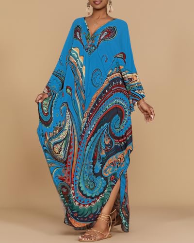 Image of Bsubseach Moo Moos for Women Batwing Sleeve Kaftan Dresses with Pockets