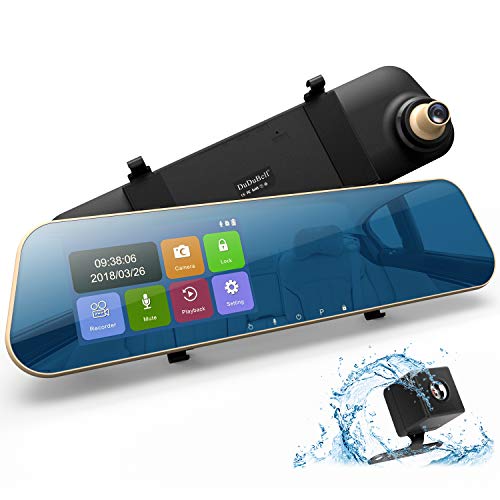 Mirror Dash Cam, DuDuBell 4.3â€ Car Dash Camera Touch Screen 1080P 290° Wide Angle Backup Camera, Dual Dashboard Recorder with 6G Enhanced Night Vision, HDR
