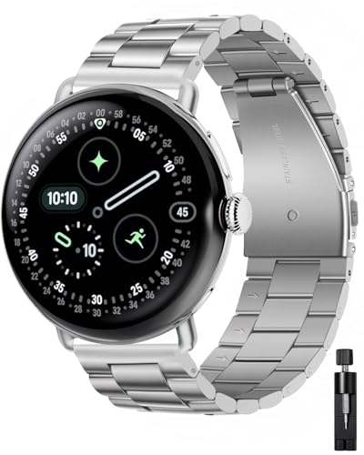 Metal Band Compatible with Google Pixel Watch 4/3 45mm Bands Business Stainless Steel Watch Band for Google Pixel Watch 4 45mm Adjustable Wristband Replacement Strap for Pixel Watch3 45mm Men