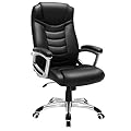 SONGMICS Sedia da Ufficio, Poltrona da Ufficio, Sedia Scrivania, Altezza Regolabile, Ergonomica, Rivestimento in PU, Portata 150 kg, Nero OBG21B