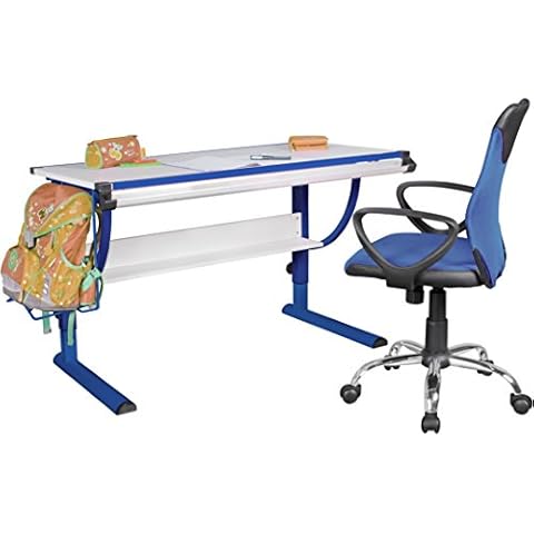 FineBuy Design Kinderschreibtisch Holz 120 x 60 cm blau/weiß Cover