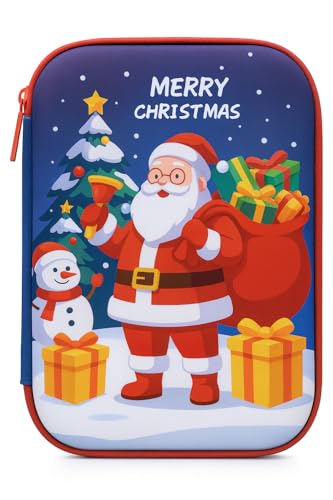 Estojo Infantil 3D em EVA Unissex com 3 Compartimentos – Estojo Escolar Grande para Lápis, Canetas e Acessórios | Porta-Canetas Fofo Resistente, Volta às Aulas (Natal)