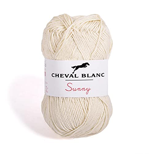 Laines Cheval Blanc - SUNNY fil à tricoter 100% coton 50g - Idéal pour le tricot été et tous vos loisirs créatifs