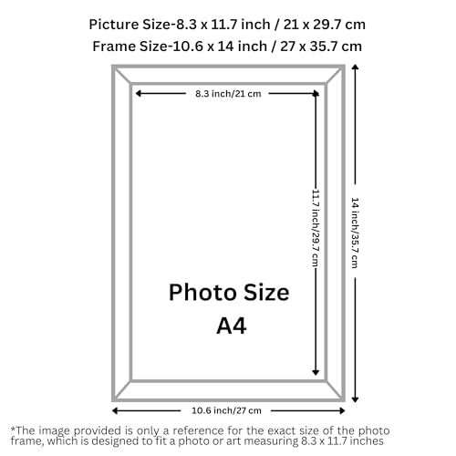 Image of Handcrafted Blue Wooden Rectangular Photo Frame, A4 (21 x 29.7 cm) Display for Artworks, Pictures and Photos of Your Loved Ones, Best for Home, Office, and Wall Decoration (Blue Wave)