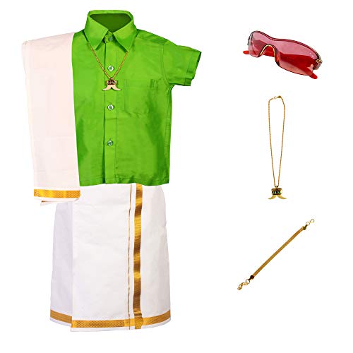 Image of AMIRTHA FASHION Boys Traditional Dhoti & Shirts SET WITH ACCESSORIES (RSTCMBD-$)