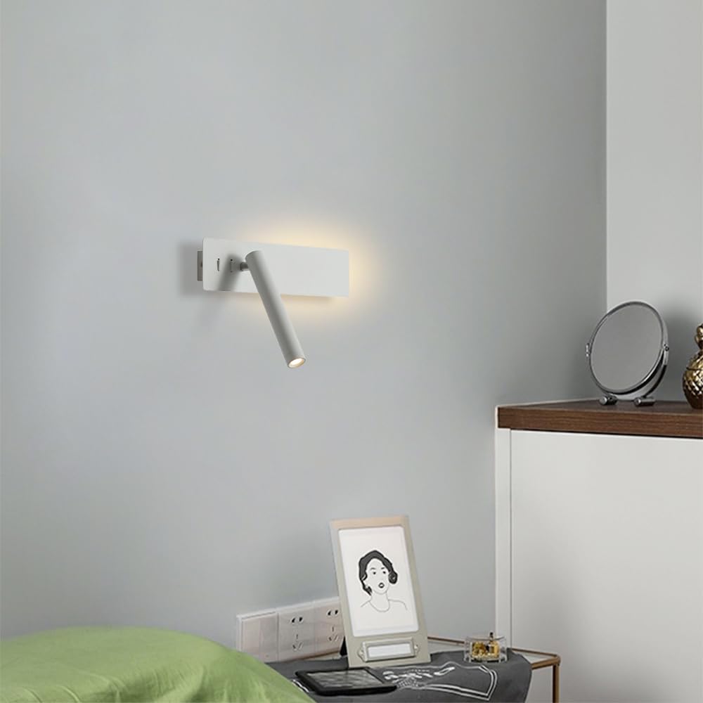 Générique Nowoczesna podświetlana lampa ścienna LED do czytania z aluminiowym regulowanym reflektorem do przedpokoju sypialni lampka nocna salon schody hotel wewnętrzna lampa ścienna