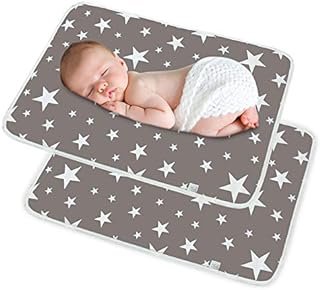 2 Pack Baby Waterproof Changing Mat SACONELL 19.6\'\' X 27.5\'\' Portable Nappy Change Mat Unisex Infant Diapering Sheet Protector Cotton Absorbent Sheet Bed Pads(2Grey)