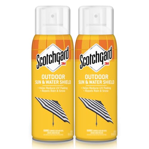 Scotchgard Water & Sun Shield Outdoor Fabric Protector Spray – UV Blocking & Waterproofing Fabric Guard for Patio Furniture, Cushions, Umbrellas, Boat Covers & More, 10.5 oz Aerosol (Pack of 2)