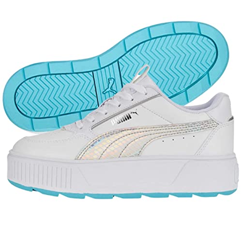 PUMA Karmen Rebelle Mermaid Jr, Basket, White Silver Hero Blue, 38 EU