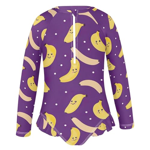 Cute Banana Girls Long Sleeve Swimsuit UPF 50+ Rashguard Swimwear One Piece Bathing Suit for 3-12 212208634