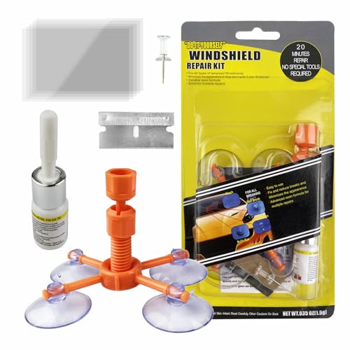 TERRARIDE Kit de Reparación Parabrisas de Automóvil, Reparador Cristal para Vidrio de automóvil, Grietas de Vidrio Coche, Reparar Grietas, astillas, Grietas y arañazos