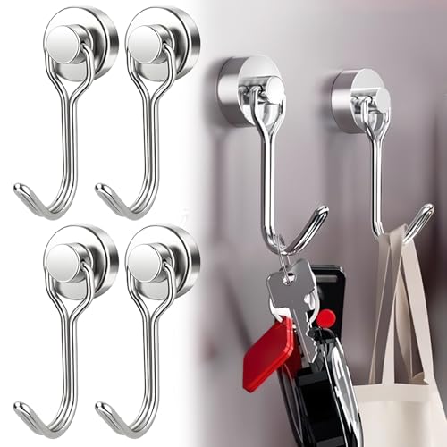 Pacote com 6 ganchos magnéticos resistentes, 6,8 kg + ganchos magnéticos fortes para geladeira, superfícies de metal e viagens – Ganchos brancos resistentes à ferrugem para cozinha, casa, escritório e