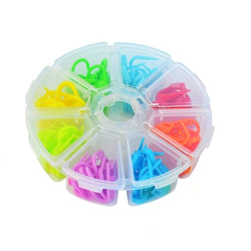 104 PCS Locking Stitch Markers, baotongle Knitting Crochet Locking Stitch Markers Knitting Stitch Counter Crochet Stitch Needle Clip with Compartment Box