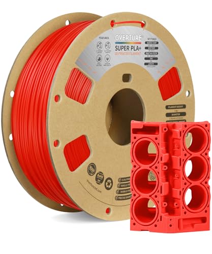 Image of OVERTURE Super PLA+ Filament 1.75mm, Toughness Enhanced PLA Plus, Professional Toughness 3D Printer Filament 1kg (2.2lbs), High Precision + /- 0.02mm (Red)