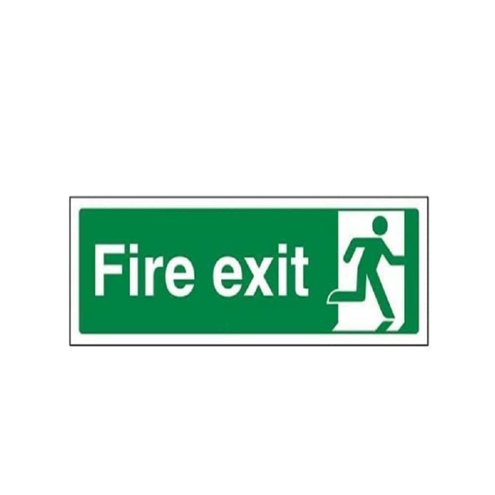 VSafety Final Fire Exit Man Right Sign - Landscape - 300mm x 100mm - 1mm Rigid Plastic