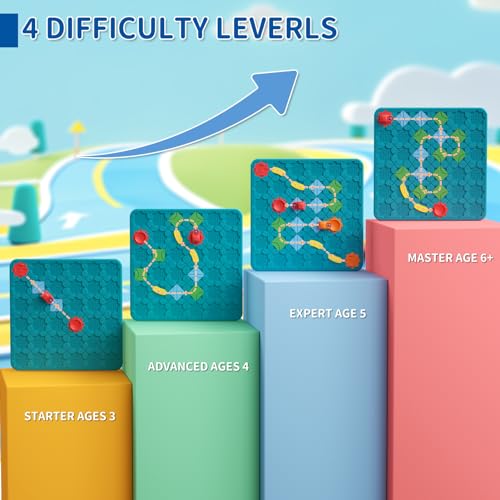 Image of Kids Board Games Learning Toys, STEM Educational Logic Kits with 200+ Challenges & 4 Difficulty Levels, Brain Puzzles Maze Games for Boys Girls Ages 3-10 Birthday Gifts