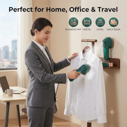 Image of DRUMSTONE (Luxurious 5 Year Warranty) Portable Mini Steam Iron for Clothes - Handheld Stainless Steel Garment Steamer, Compact Travel-Friendly Fabric Press for Home, Office & Daily Use MULTICOLOR