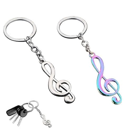 Azlanway Llaveros Nota Musical Metálicos, 2 PCS Diseño de Clave de Sol para Regalos Musicales Profesores Estudiantes Fiestas Temáticas Recuerdos Personalizados Accesorio para Llaves y Bolsos