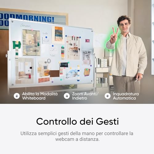 Link 2C Pack Standard Bianco Artico - Webcam 4K per PC/Mac, Sensore da 1/2", Auto inquadratura, HDR, Mic di cancellazione del rumore IA, Controllo gestuale per lo streaming, Videochiamate - Webcam - Immagine 6