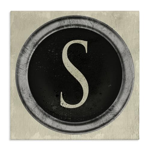 Vintage Typewriter Key Letter S, 24 x 24 Inch Canvas Wall Art