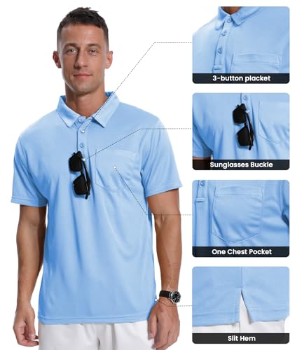 Mens Polo Shirts Short Sleeve Summer Moisture Wicking Performance Athletic Golf Shirts for Men with Pocket4