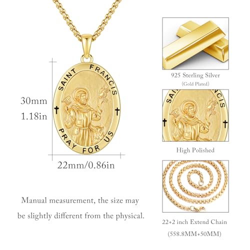 Patron Saint Necklace 925 Sterling Silver Amulet Necklace Religious Jewelry for Men Women3