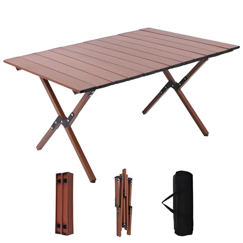 Table et chaises pliantes pour camping évitant l'encombrement grâce au format portable marron