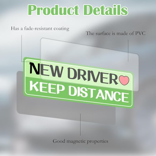 Image of 6Pcs Mint Green Irregular Car Decals, Beginner Magnet Supplies for Car Student Driver Sign, Lovely New Driver Sticker Supplies Suitable for Keeping a Safe Distance on The Road