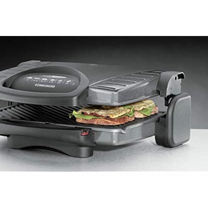 ROMMELSBACHER Multi Grill KG 1800 – flexible Höhenverstellung, komplett aufklappbar, stufenlos regelbar, herausnehmbare, antihaftbeschichtete Grillplatten je 33 x 24 cm, Fettablauf, 1800 Watt – Bild 4