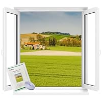 Goaycer Fliegengitter Fenster, 150 x 200 cm/Zuschneidbar, Insektenschutz Fenster ohne Bohren, Fliegennetz Fenster, Mückennetz Fenster (Weiß,1 Stück)