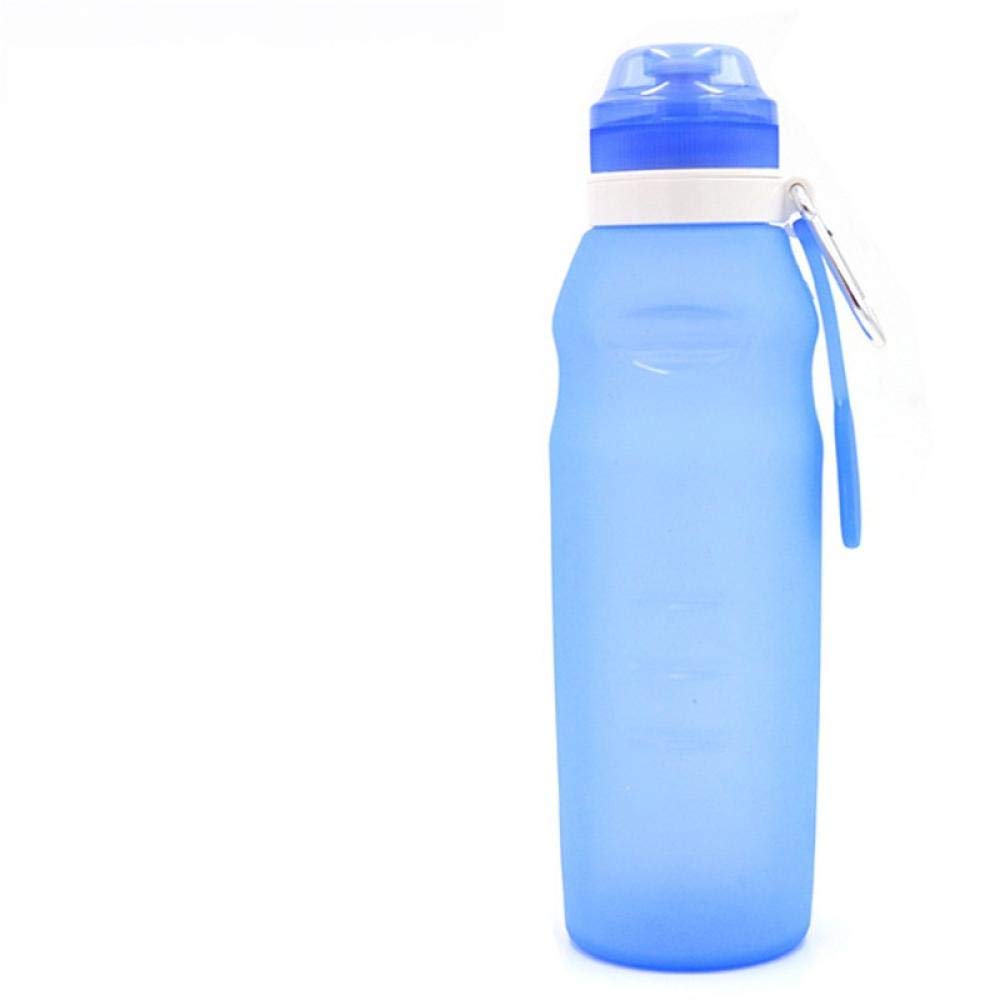 400 ml fitness camping viaje portátil silicona suave taza de agua montañismo plegable bolsa de agua botella de deportes al aire libre, color: gris (color: azul)
