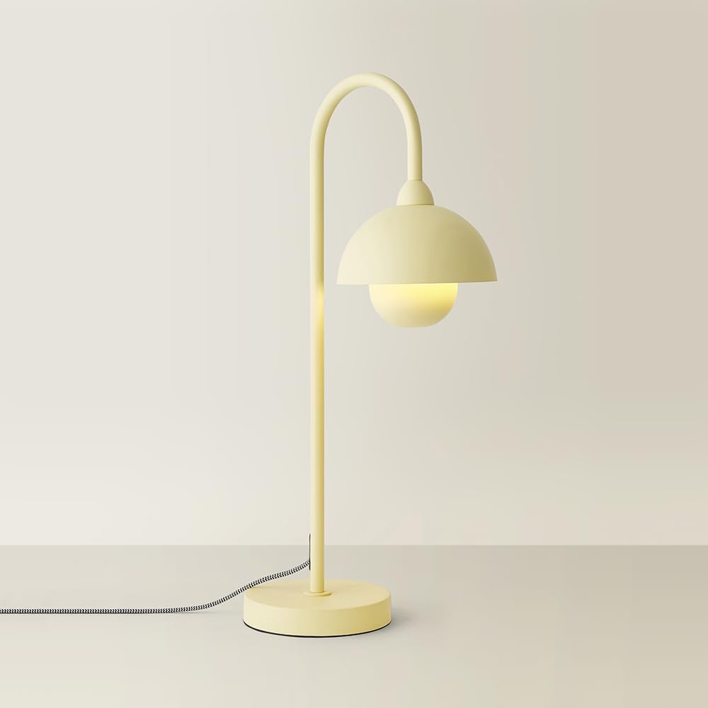 ValueLights | Tilly Pastel Lemon Arched Dome Shade Metal Table Lamp with LED Bulb | Table Lamps, Home Décor & Improvement Essential | Included LED Bulb