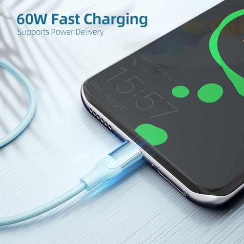 Image of USB C Cable, 3 Pack 6 FT USB C Charger Cable 60W Type C to USB C Cable Fast Charging Cord for iPhone 15 Pro Plus iPad MacBook Samsung Switch LG and More