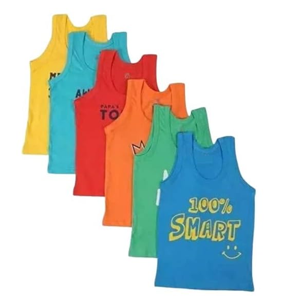 Kushi Lifestyle Baby Boys Multicolor Soft Cotton Printed Vest Inner Wear for Infants Kids Toddler Pack of 6 Kushi Lifestyle Baby Boys Multicolor Soft Cotton Printed Vest Inner Wear for Infants Kids Toddler Pack of 6
