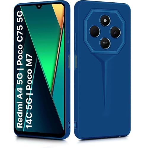 Image of WOW IMAGINE Back Cover for Redmi A4 5G | Poco C75 5G | 14C 5G | Poco M7 | Blade Series Ultra Thin Case with Lightweight Design | Camera Protection | Soft Matte Silicone Flexible Mobile Case - Blue