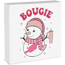 Pink Christmas Decorations for Home Christmas Snowman Decor for Room Snowman Decor for Office Table Merry Xmas Decorations 5 x 5 Inches