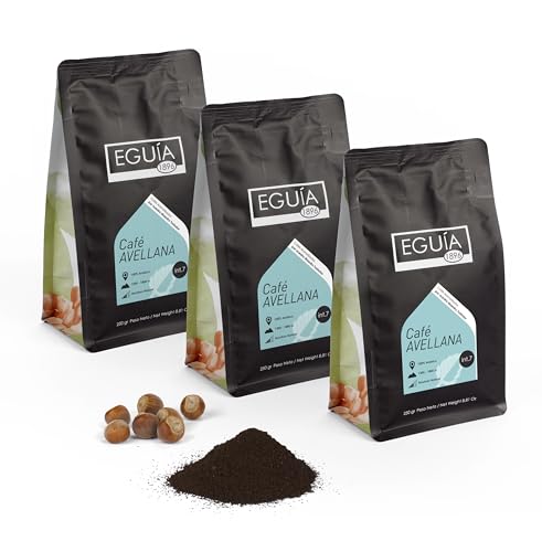 Cafe Avellana Eguia Cafe Molido Arabica - 3 Pack de cafe de avellana 250 g, Total: 750 g