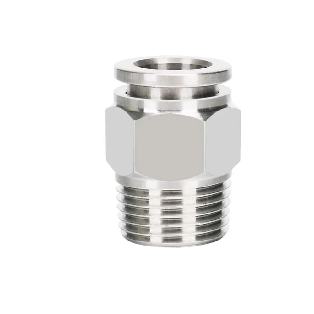 zorfar 304 Stainless Steel Push-in Pneumatic Fitting, Metric BSPT Thread to 3-14mm Tubing Connector 1PCS(9.52mm 3l8 Inch,1l4 BSPT Male)