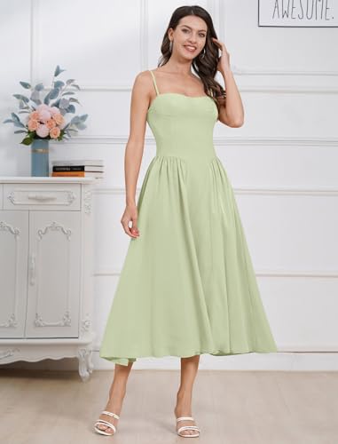 Image of ABEHIK Women Floral Corset Dress Boho Spaghetti Strap Lace Up Casual Midi Dresses with Pockets Low Cut Flowy Bustier Sundress