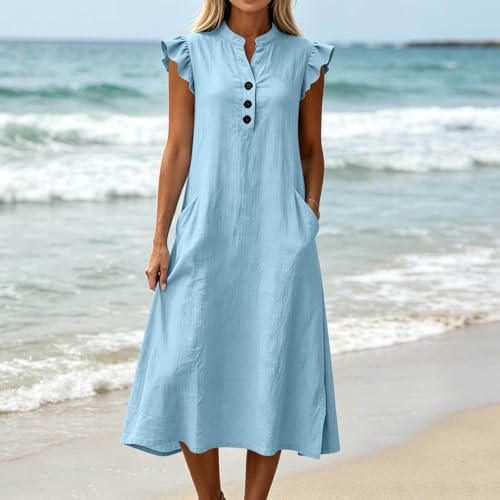 Robe longue d'été décontractée à poches pour balade - 3