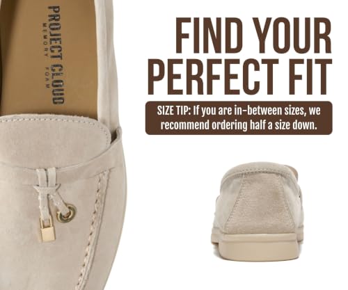 Image of Project Cloud 100% Genuine Leather Slip-on Casual Loafers for Women | Memory Foam Insole Lightweight Womens Loafers - Non-Slip Moccasins Comfortable Casual Footwear - Comfortable Loafers Women