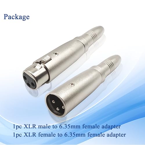 Adaptador XLR a 6.35MM 3PIN Kit 2pcs para micrófono miniatura 6