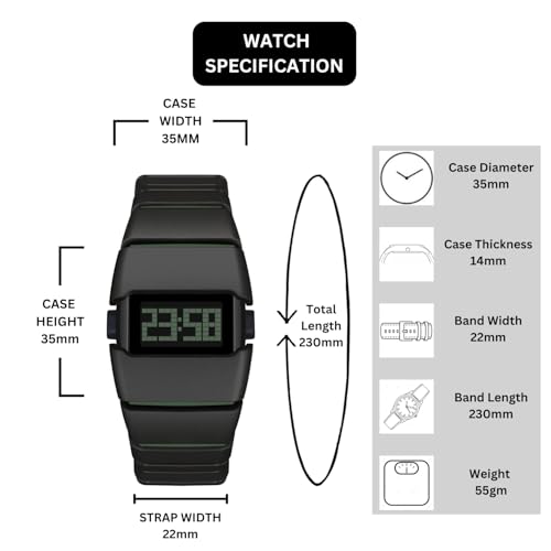 Image of ON TIME OCTUS Unisex Retro Digital Watch | Futuristic Link Strap | LED Display Wristwatch for Men, Women