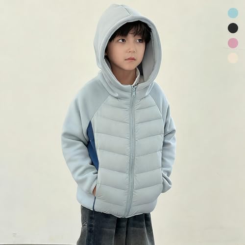 Girls Boys Quilted Hooded Puffer Jacket Full Zip Lightweight Solid Color Thick Down Coat Kids Cozy Padded Outwear2