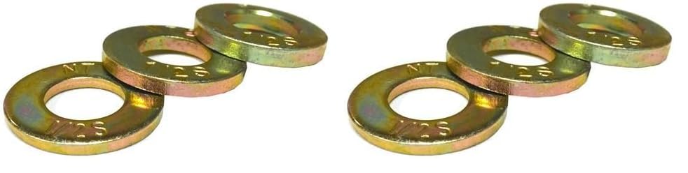 (100) 1/4 Grade 8 Hardened SAE Flat Washers Zinc Yellow
