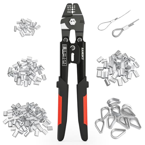 Sanuke Wire Rope Crimping Tool for 3/64 1/16 5/64 inch Alumi...