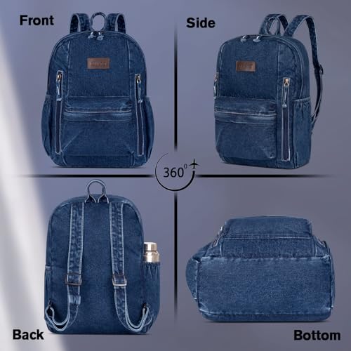 ZAINTO Denim Backpacks for men and women Stylish Outdoor Dark Blue - Image 5
