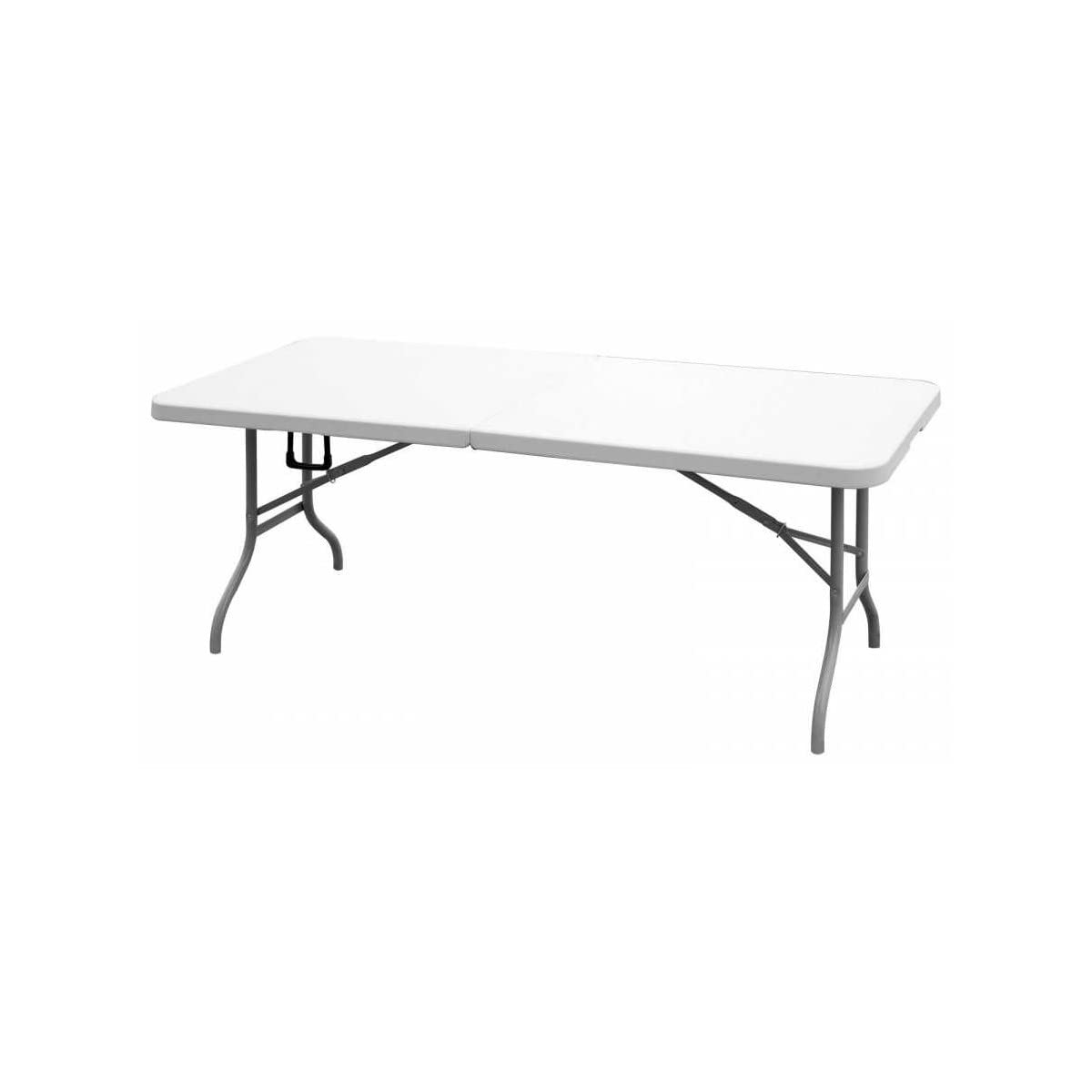 Table de Jardin Pliante 8 Places 180x75xH74 cm Blanche Polypropylène Haute Resistance Camping Réceptions