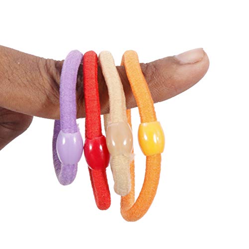 Image of Beaded Pearl Rope Hair Band Rubber Hair Accessories Stone Elastic Fancy Rubber Band Ties Ponytail Holder Scrunchy for Girls & Women Colorful Set of 5