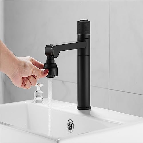 Robinet de salle de bain double mode mitigeur de vasque chrome noir - 3